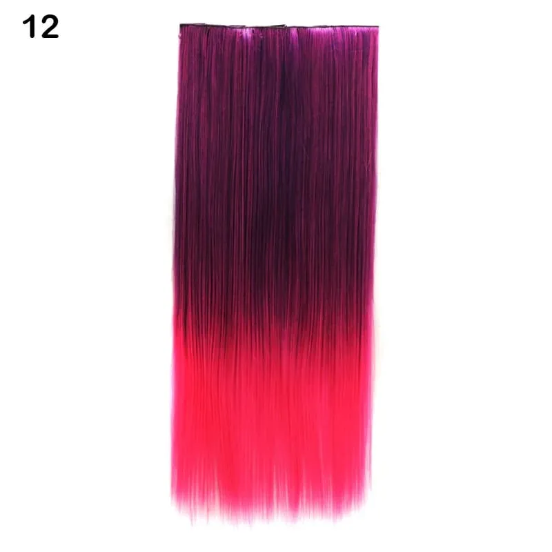 Jeedou Cosplay Hairpiece Straight One Piece With 5Clips Clip In Hair Extensions for Women Synthetic Ombre Color Halloween