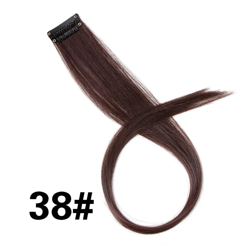 Leeons Clip In Synthetic Hair Extensions Heat Resistant Long Straight Hairpieces One Clips For Women Extension Fake Blue Hair