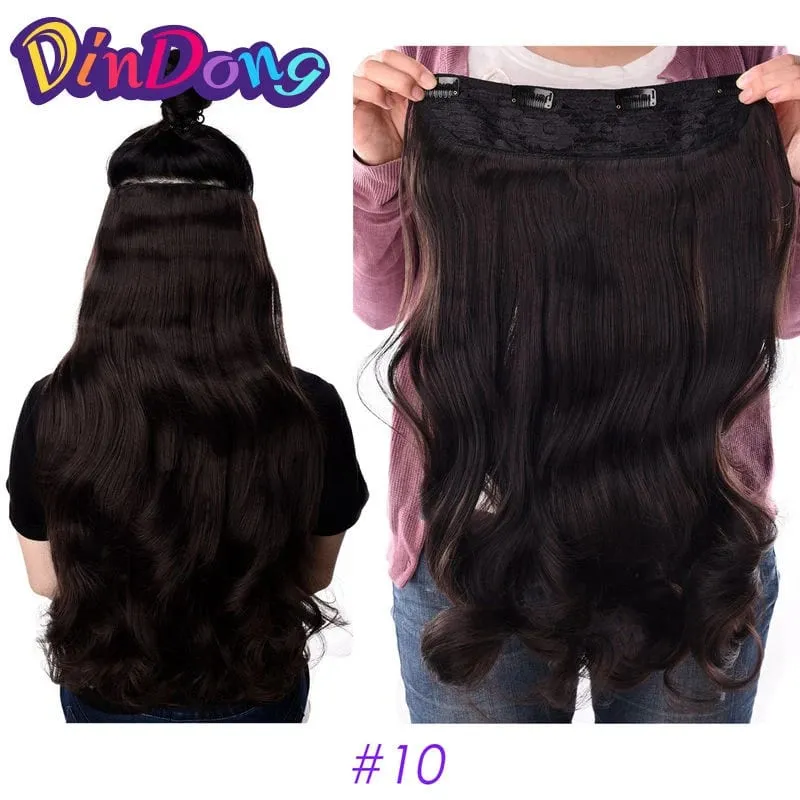 24 Inch Synthetic Long Wavy Curly Clips in Hair Extensions for Women with Adjustable 4 Secure Clips in One Hairpieces