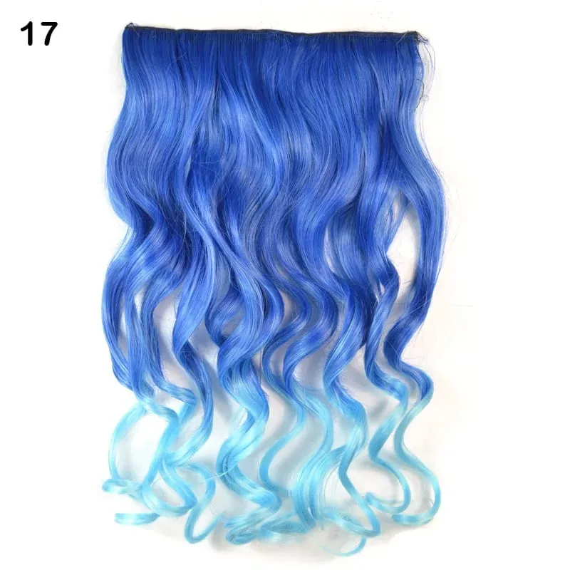Jeedou One Piece Szintetikus Clip-in Hajhosszabbító Ombre Hullámos Fekete Kék Gradiens Modern Cosplay Night Club stílusú hajdísz
