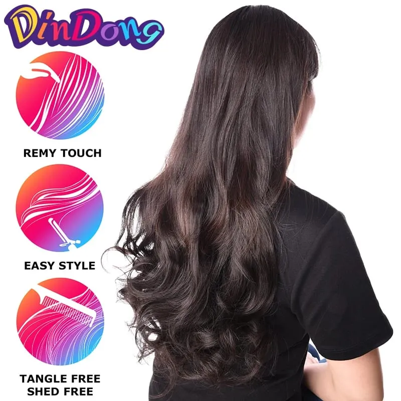 Clip sintetica DinDong nelle estensioni dei capelli ondulati 24 pollici 190G Capelli resistenti al calore premium 613# Biondo Marrone 19 colori disponibili