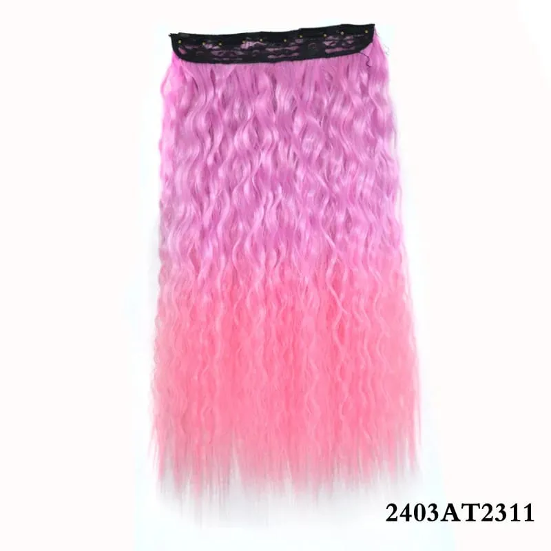 Jeedou Kinky Curly Hairpieces Clip-in One Piece Hair Extension Synthetic Vibrant Gradient Color for Nightclub Party Cosplay