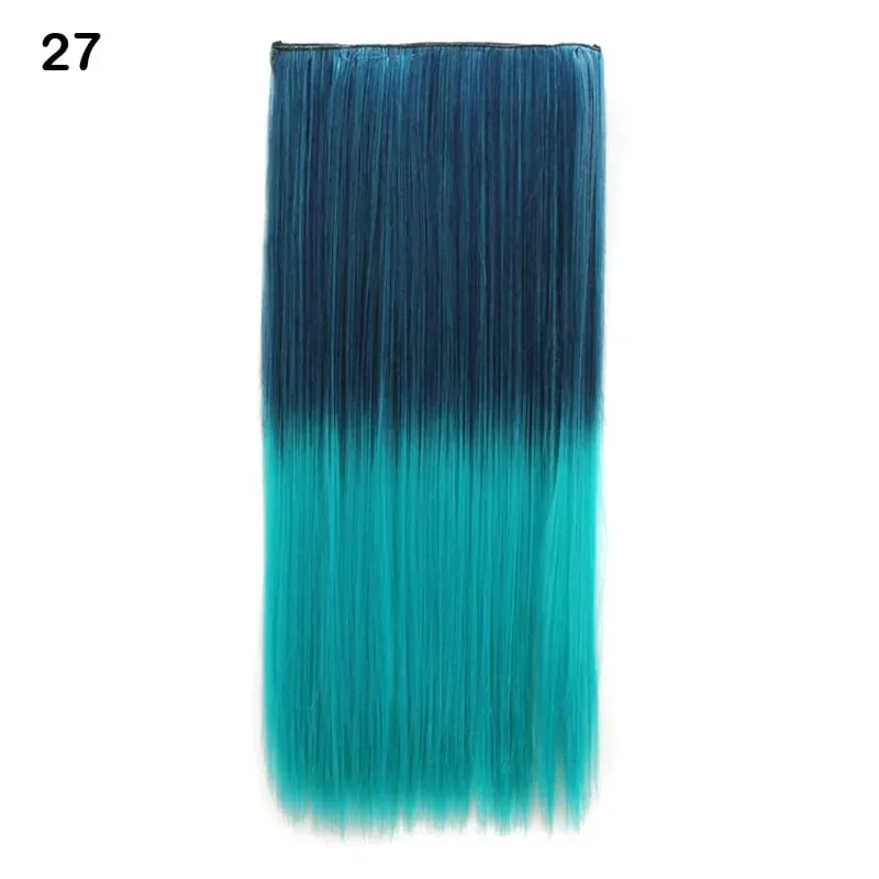 Jeedou Cosplay Hairpiece Straight One Piece With 5Clips Clip In Hair Extensions for Women Synthetic Ombre Color Halloween