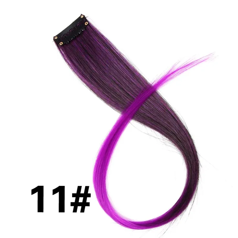 Leeons Clip In Synthetic Hair Extensions Heat Resistant Long Straight Hairpieces One Clips For Women Extension Fake Blue Hair