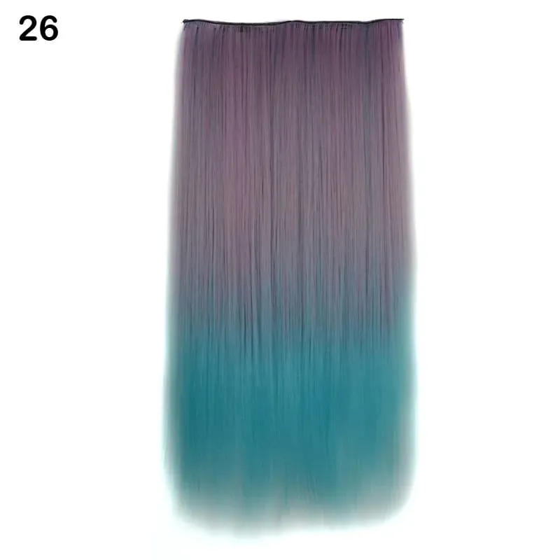 Jeedou Cosplay Hairpiece Straight One Piece With 5Clips Clip In Hair Extensions for Women Synthetic Ombre Color Halloween