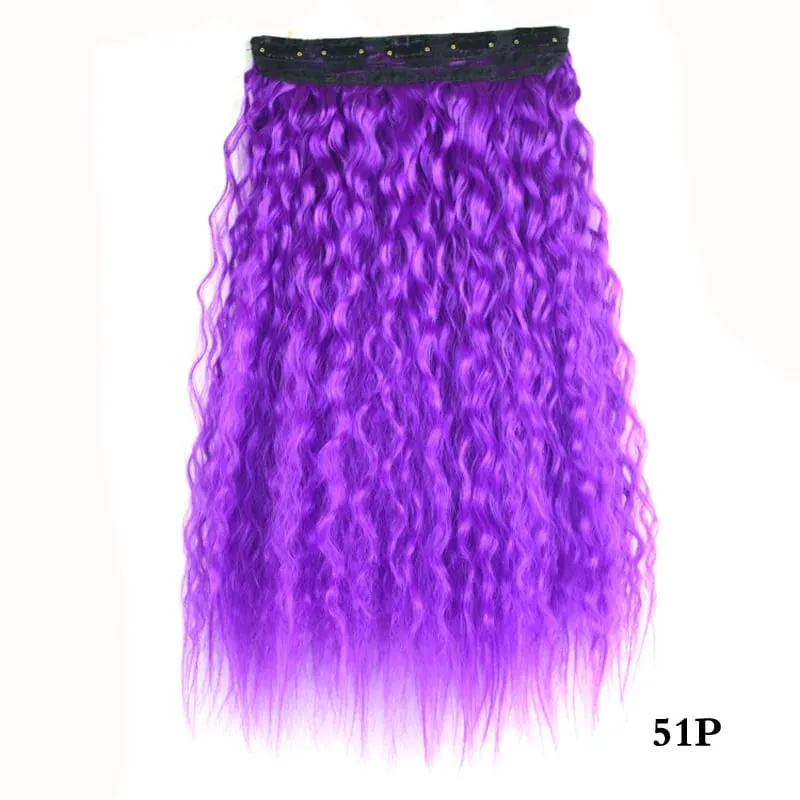 Jeedou Kinky Curly Synthetic Hair Clip in One Piece Hair Extensions for Women Blue Gradual Color Cosplay Props Hairpieces