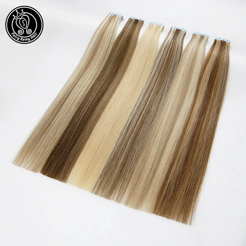 Bande dans les Extensions de cheveux cheveux humains 100% réel Remy Extension de cheveux humains Balayage faits saillants couleur 2.0 g/pièce 16 18 20 22 pouces