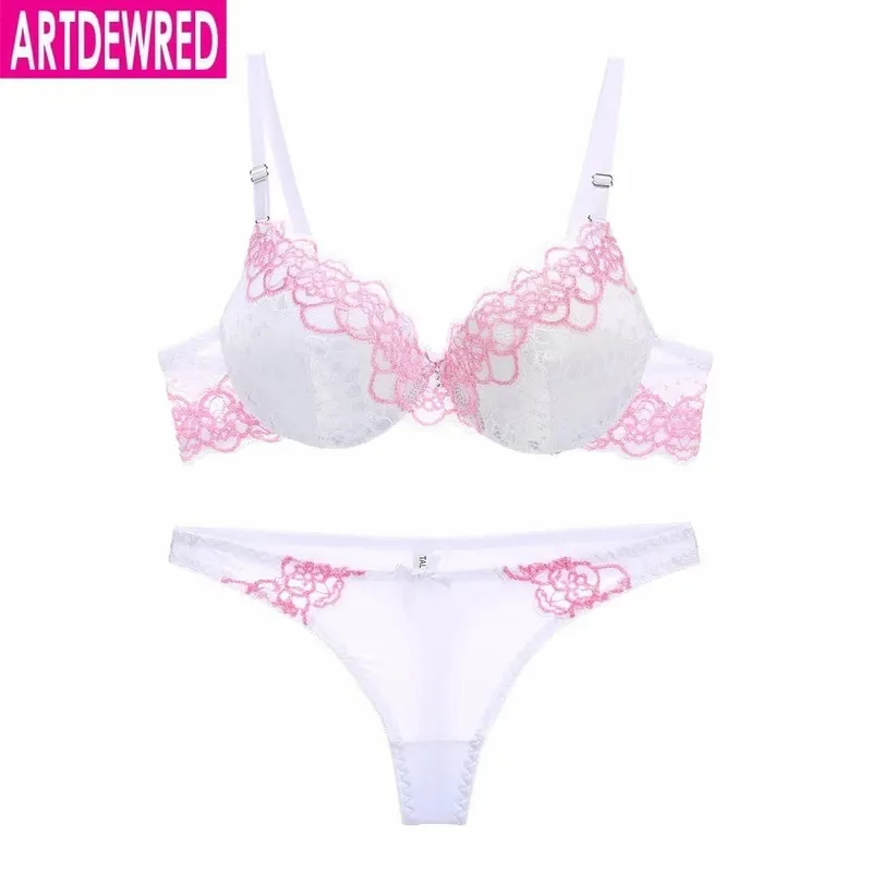 high-end brand New Arrival lace bra set push up underwear set women panties thin thick cup hollow lace intimates bras lingerie