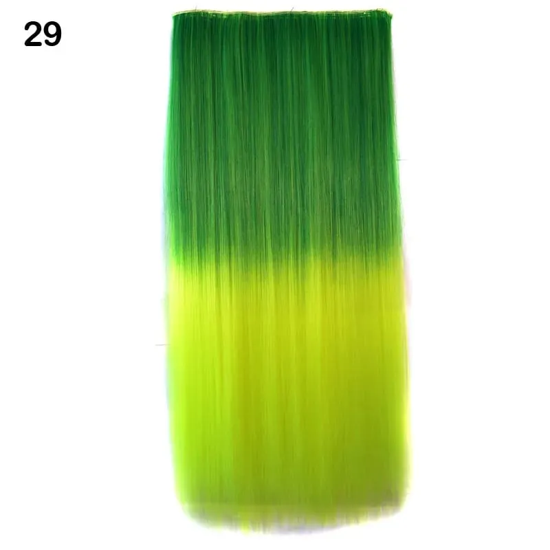 Jeedou Cosplay Hairpiece Straight One Piece With 5Clips Clip In Hair Extensions for Women Synthetic Ombre Color Halloween