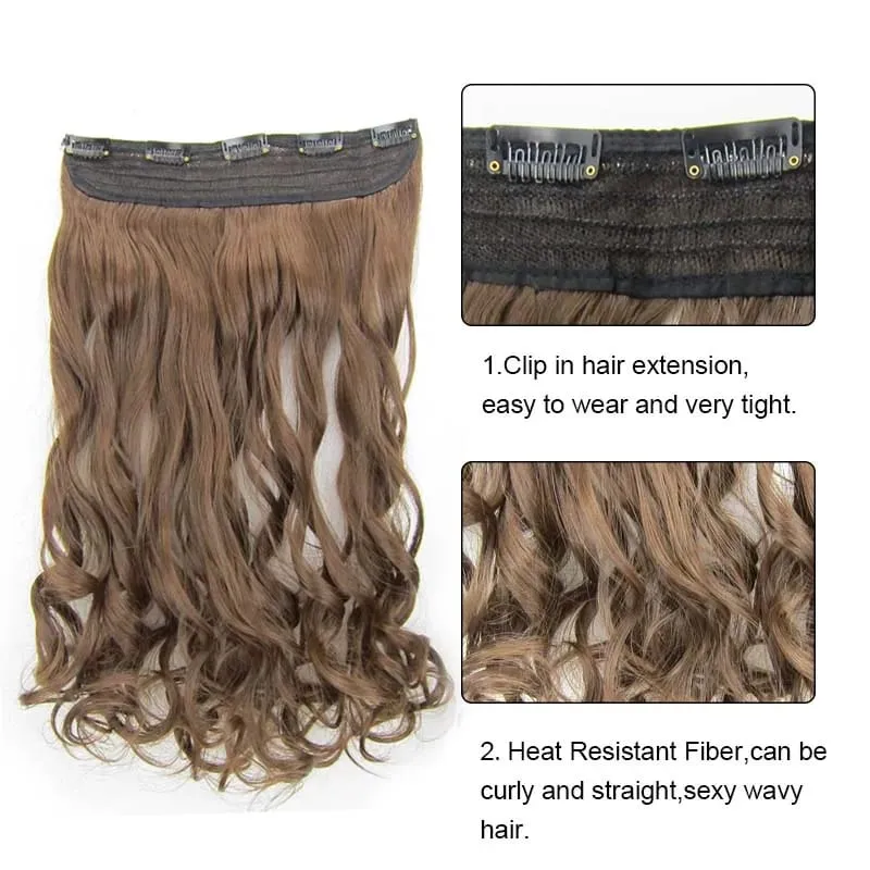 Jeedou Colorful Wavy Hair Clip in Hair Extensions One Piece 5 Clips Synthetic Red Blue Women's Hairpieces
