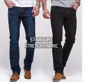 Jeans coupe botte pour hommes légèrement évasés coupe ajustée bleu noir pantalon de créateur classique pantalon en denim extensible pour hommes