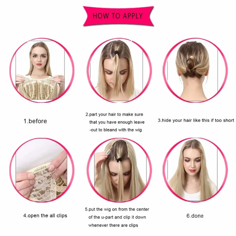 Extension de cheveux synthétiques à Clip en U de qualité supérieure, postiche longue, épaisse et bouclée, Blonde naturelle, faux cheveux résistants à la chaleur pour femmes