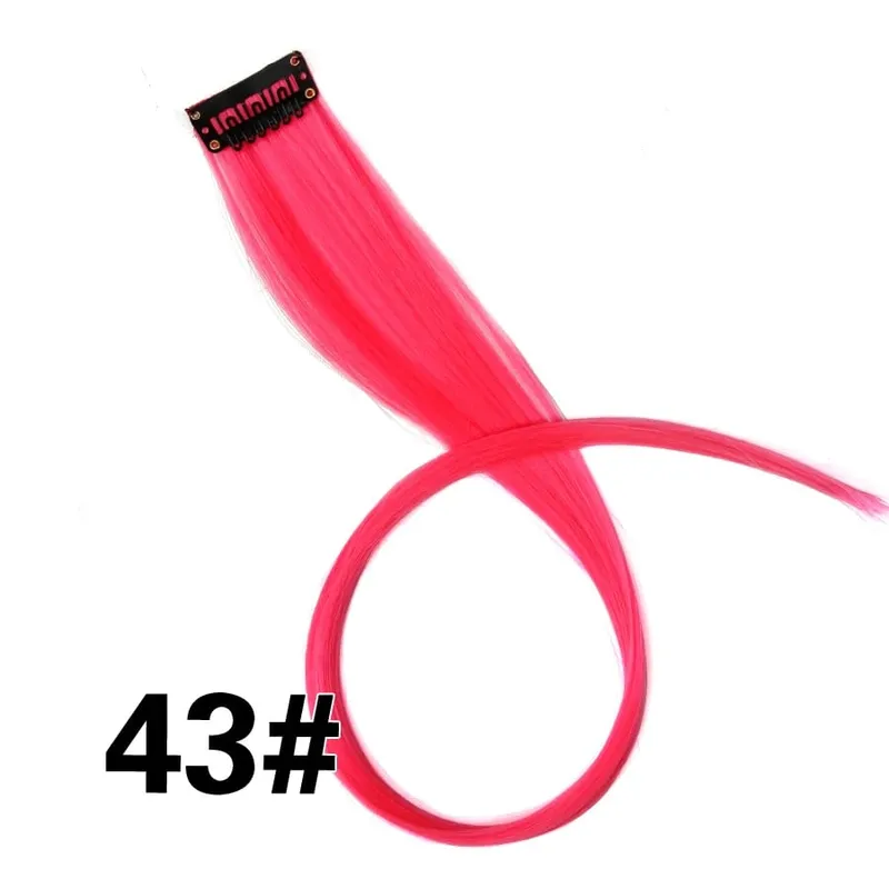 Leeons Clip In Synthetic Hair Extensions Heat Resistant Long Straight Hairpieces One Clips For Women Extension Fake Blue Hair