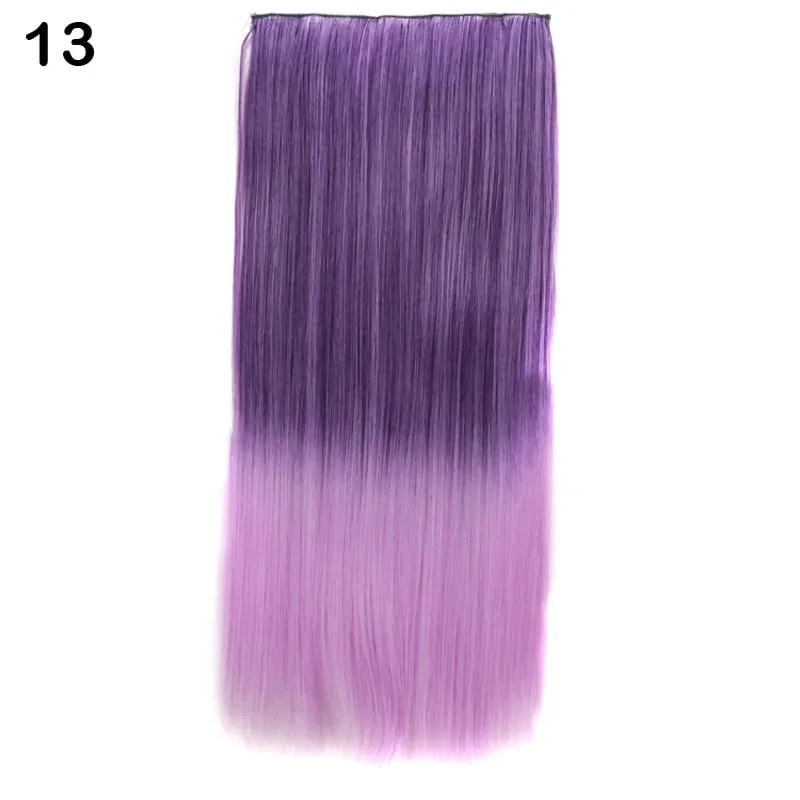 Jeedou Cosplay Hairpiece Straight One Piece With 5Clips Clip In Hair Extensions for Women Synthetic Ombre Color Halloween