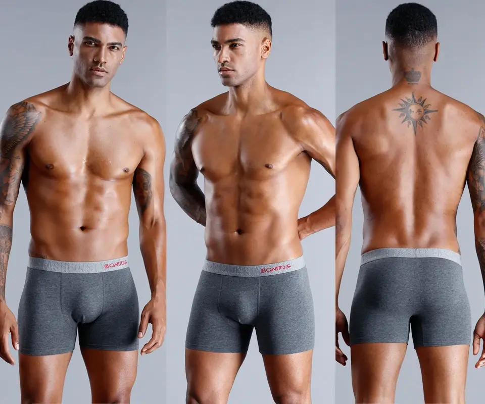 Märke Underkläder Herr Boxershorts Bokstav Elastiskt midjeband Herrtrosor Naturlig bomull Herrkalsonger Boxershorts av hög kvalitet