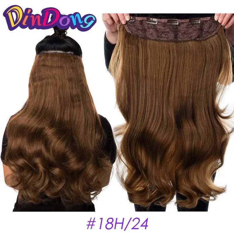 24 Inch Synthetic Long Wavy Curly Clips in Hair Extensions for Women with Adjustable 4 Secure Clips in One Hairpieces
