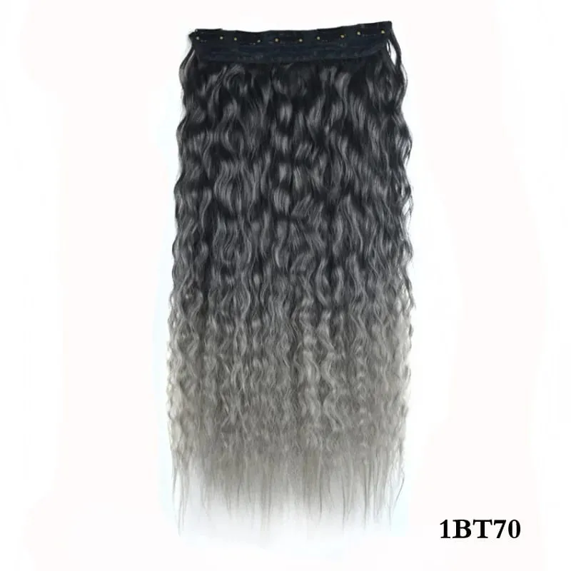 Jeedou Kinky Curly Hairpieces Clip-in One Piece Hair Extension Synthetic Vibrant Gradient Color for Nightclub Party Cosplay