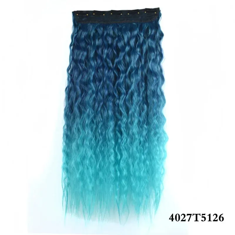Jeedou Kinky Curly Hairpieces Clip-in One Piece Hair Extension Synthetic Vibrant Gradient Color for Nightclub Party Cosplay