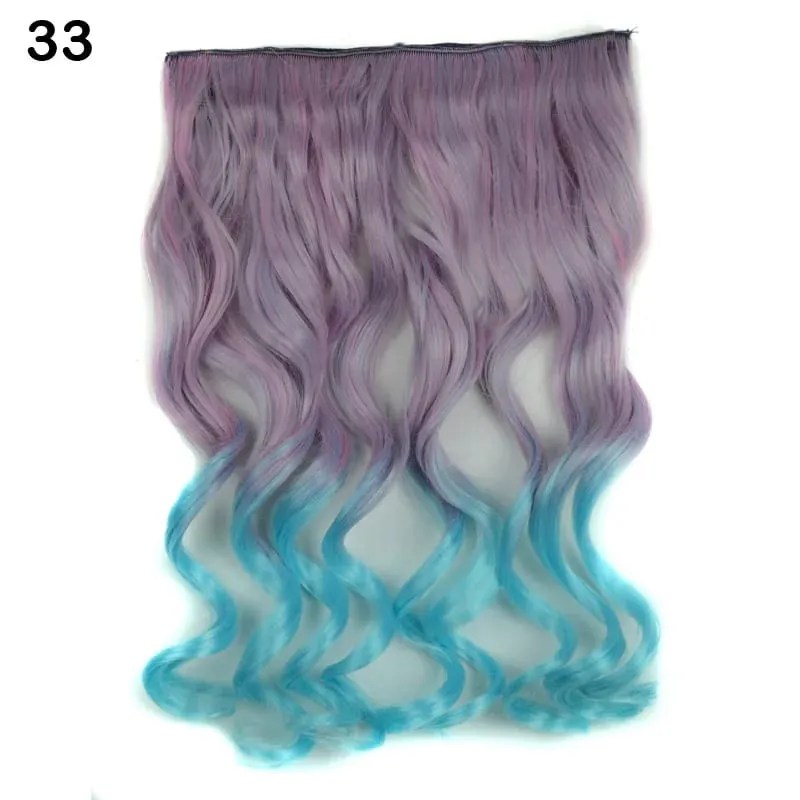 Jeedou One Piece Szintetikus Clip-in Hajhosszabbító Ombre Hullámos Fekete Kék Gradiens Modern Cosplay Night Club stílusú hajdísz