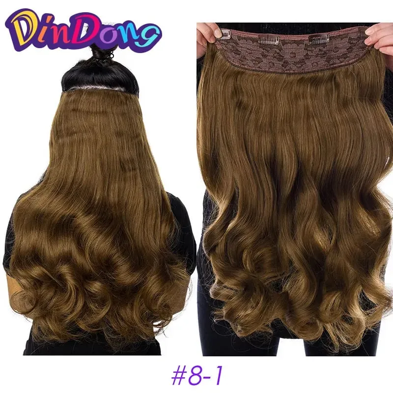 24 Inch Synthetic Long Wavy Curly Clips in Hair Extensions for Women with Adjustable 4 Secure Clips in One Hairpieces