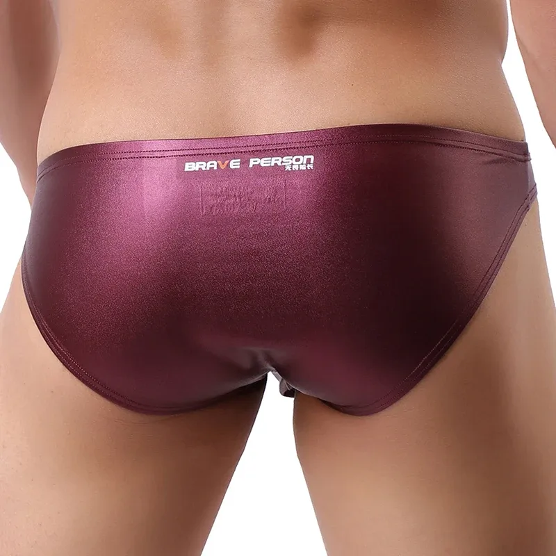 Male's Briefs Faux Leather Jockstrap Stretch Briefs Pouch Panties Underwear Low Waist Soft Male Underpants