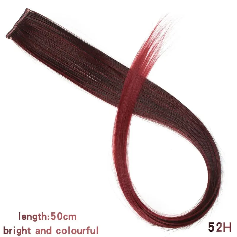 Lupu Synthetic Colorful Highlight Εξτένσιον μαλλιών Rainbow Κλιπ σε ένα κομμάτι 22 ιντσών μακριά ίσια ψεύτικα μαλλιά Κομμάτια για γυναίκες