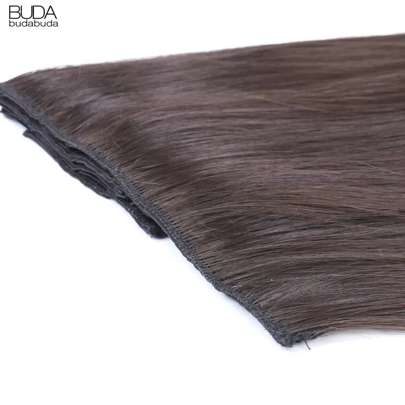 22 Polegada 16 clipes longos e retos extensões de cabelo sintético clipes em fibra de alta temperatura preto marrom ombre hairpiece budabuda