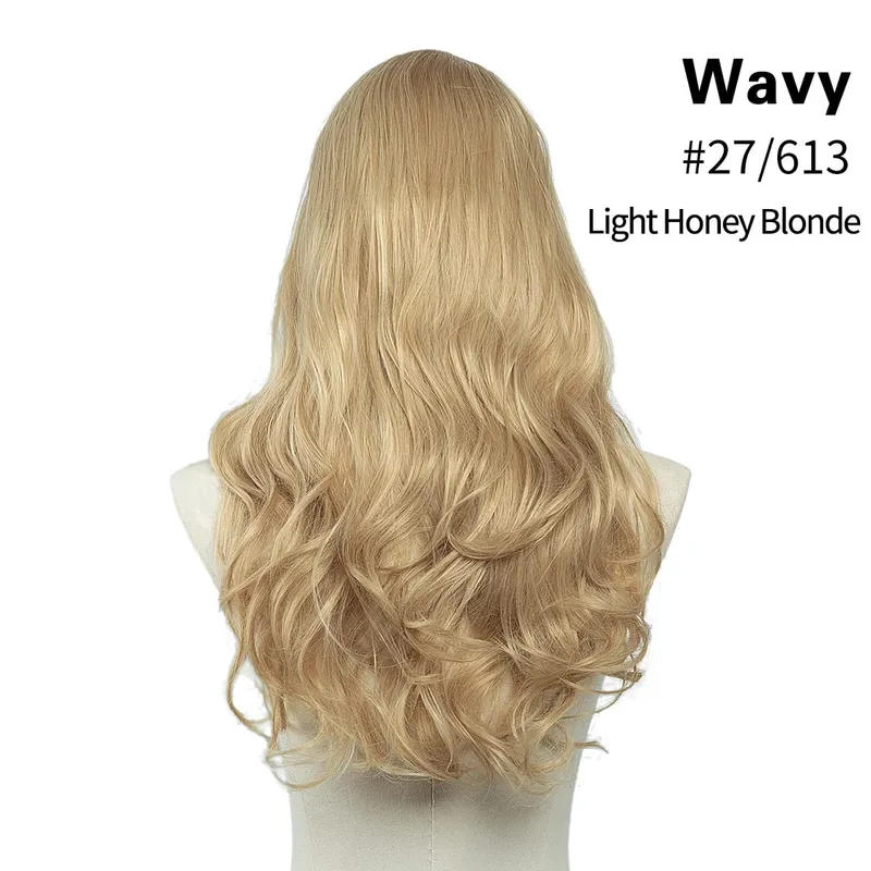 Sintético 24 "20" 16 "grampo na extensão do cabelo u parte cabelo natural em linha reta longo loiro preto falso pedaço de cabelo