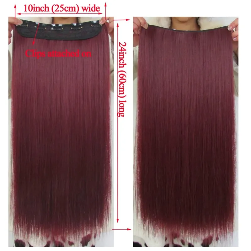 合成繊維耐熱 120gr ストレート 5 クリップオンクリップインヘアエクステンション 5006