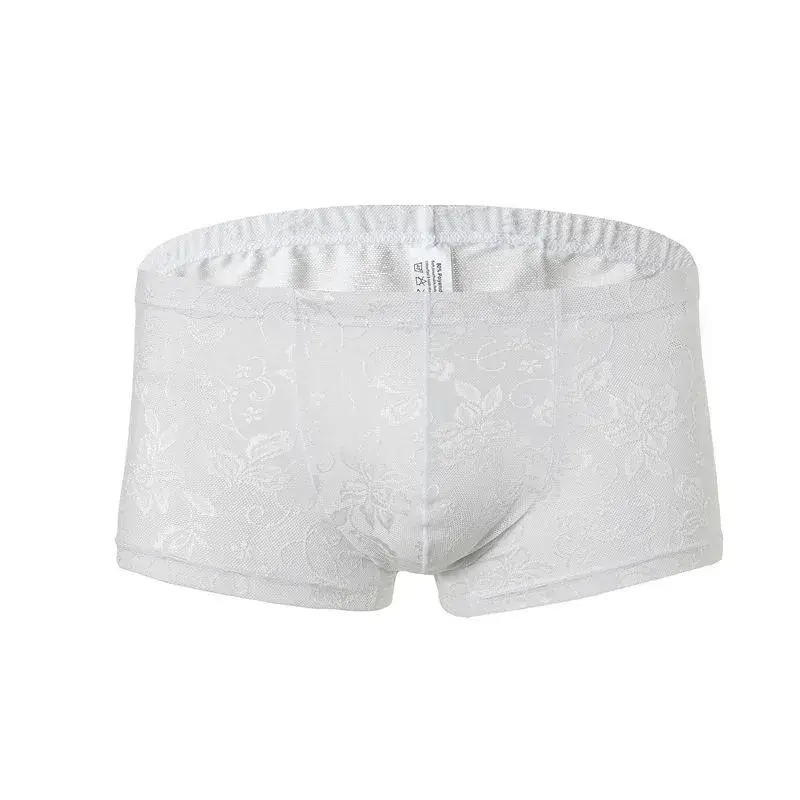 Sexy Mens Boxers Shorts Mesh Man Underwear Lingerie Trunk Transparent Mesh See Through Lace Underpants
