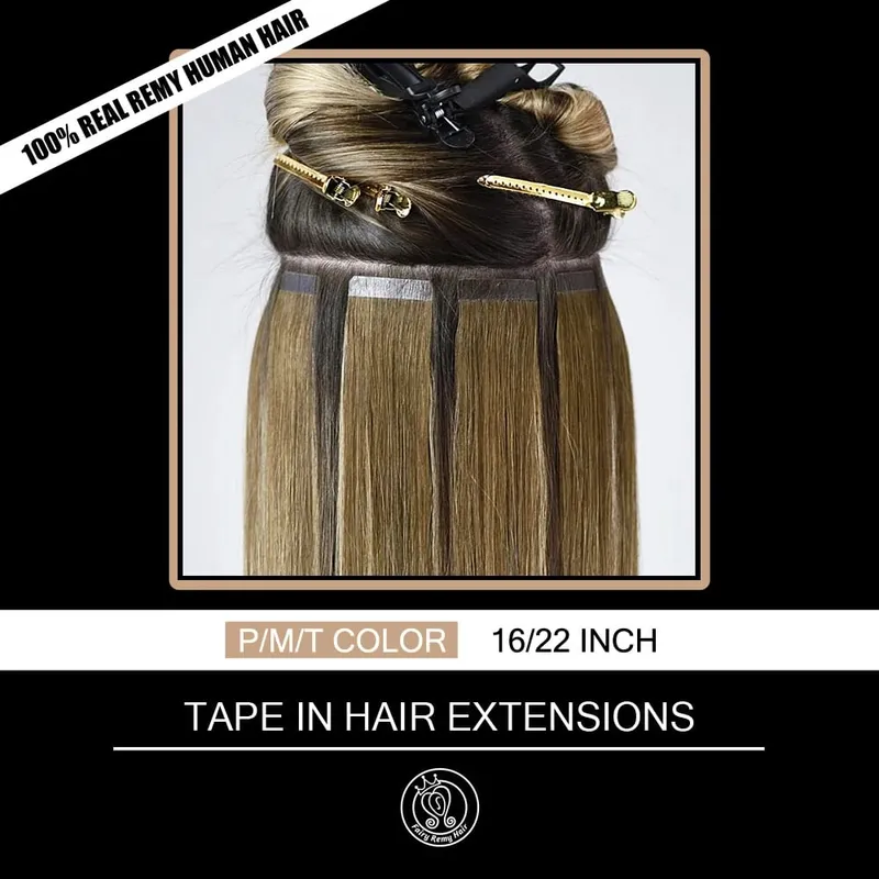 Bande dans les Extensions de cheveux cheveux humains 100% réel Remy Extension de cheveux humains Balayage faits saillants couleur 2.0 g/pièce 16 18 20 22 pouces