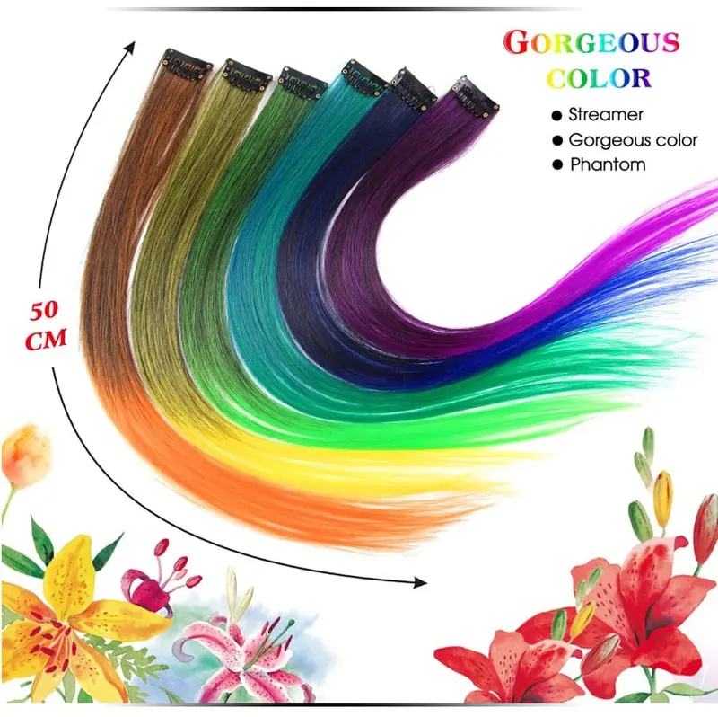 Alileader Clip On Hair Extension 57Color Ombre Straight Hair Extension Clip בחתיכות שיער בטמפרטורה גבוהה פייבר חתיכות שיער