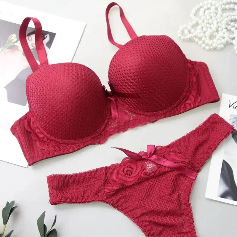 6 Màu Áo Ren Quần Lót Thoải Mái Crop Top Quần Lót Nữ Nữ Nội Y Push Up Bra Bộ