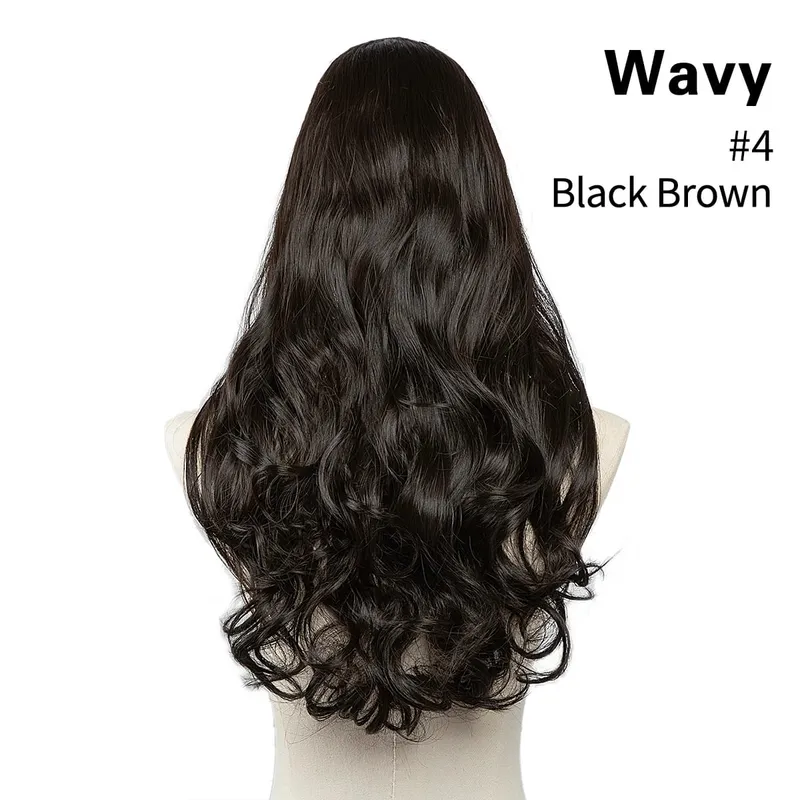 Sintético 24 "20" 16 "grampo na extensão do cabelo u parte cabelo natural em linha reta longo loiro preto falso pedaço de cabelo