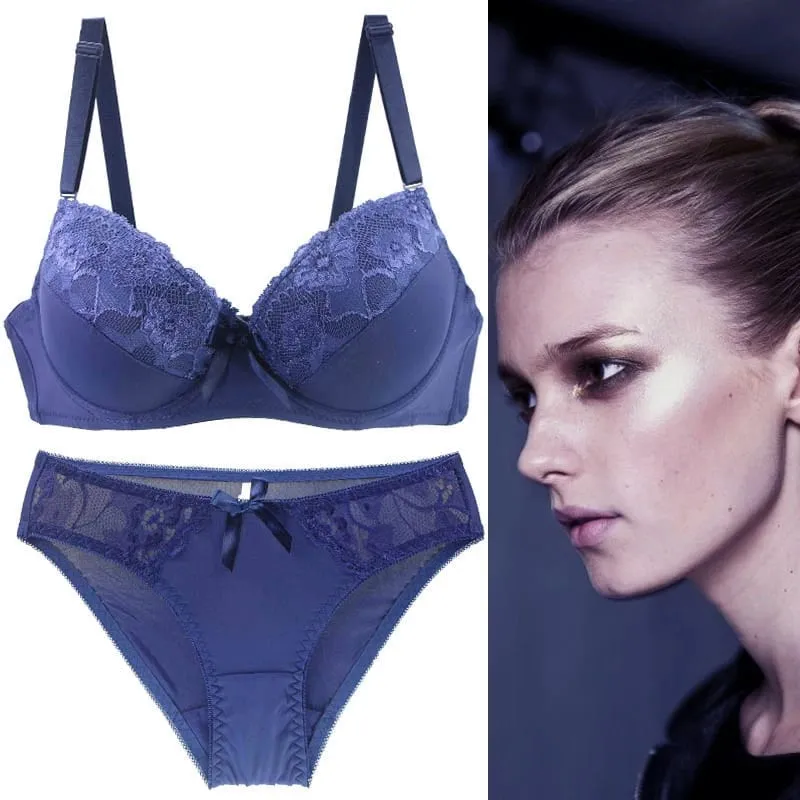 Ensemble de soutien-gorge Sexy en dentelle brodée pour femmes, produits ajourés, string, culotte, sous-vêtements, bonnet BCDE, nouvelle collection 2021