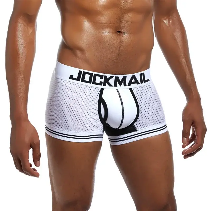 Malha de algodão roupa interior masculina moda cintura baixa briefs shorts esportes casuais boxer troncos — image 12