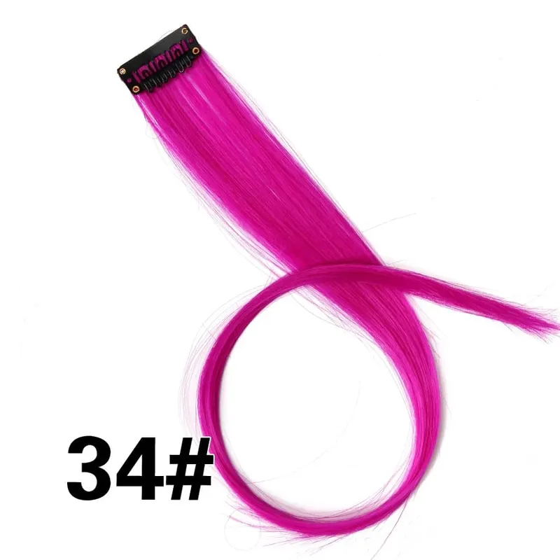 Alileader Clip On Hair Extension 57Color Ombre Straight Hair Extension Clip בחתיכות שיער בטמפרטורה גבוהה פייבר חתיכות שיער