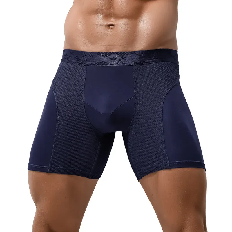 Herren Unterwäsche Modal Boxer Shorts Hombre Solide Mesh Atmungsaktive Höschen Mann Lange Bein Unterhose Cueca Calzoncillos XL-6XL