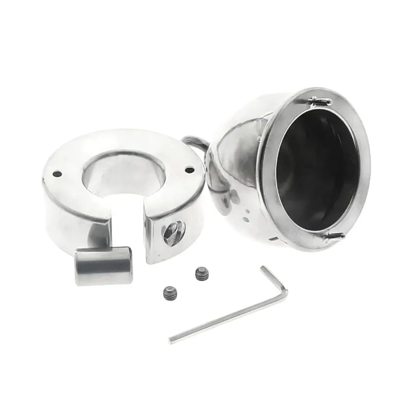 Heavy Stainless Steel Ball Stretcher Gay Scrotum Pendant Metal Lockable CBT Testicle Weight Restraint 18+ Chastity Man Sex Toys
