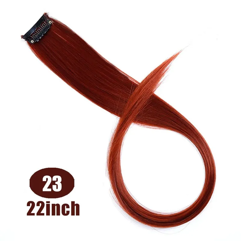 Lupu Synthetic Colorful Highlight Εξτένσιον μαλλιών Rainbow Κλιπ σε ένα κομμάτι 22 ιντσών μακριά ίσια ψεύτικα μαλλιά Κομμάτια για γυναίκες