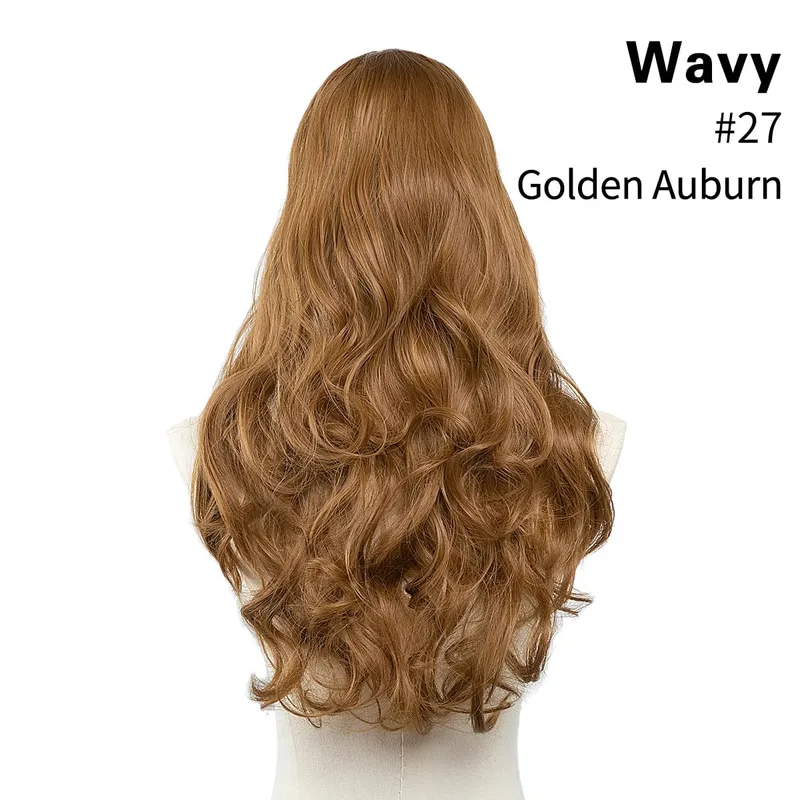 Sintético 24 "20" 16 "grampo na extensão do cabelo u parte cabelo natural em linha reta longo loiro preto falso pedaço de cabelo