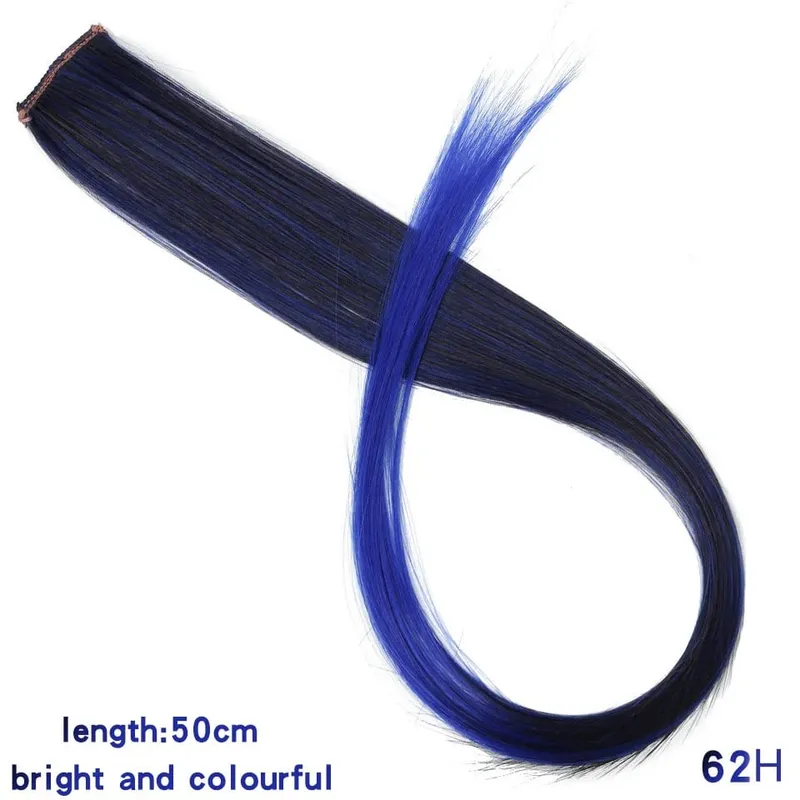 Lupu Synthetic Colorful Highlight Εξτένσιον μαλλιών Rainbow Κλιπ σε ένα κομμάτι 22 ιντσών μακριά ίσια ψεύτικα μαλλιά Κομμάτια για γυναίκες