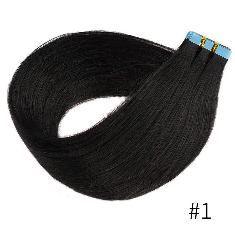 Doreen Châu Âu 100% Tóc Thật Của Con Người Băng Trong Phần Mở Rộng 16 Đến 24 50G 2.5G/cáiOmbre Đen Bạc xám Tóc PU Liền Mạch Băng Ins