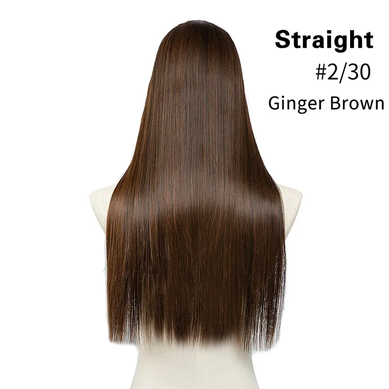 Sintético 24 "20" 16 "grampo na extensão do cabelo u parte cabelo natural em linha reta longo loiro preto falso pedaço de cabelo