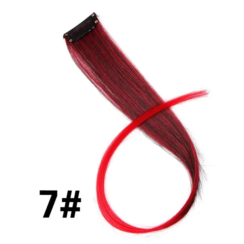 Alileader Clip On Hair Extension 57Color Ombre Straight Hair Extension Clip בחתיכות שיער בטמפרטורה גבוהה פייבר חתיכות שיער