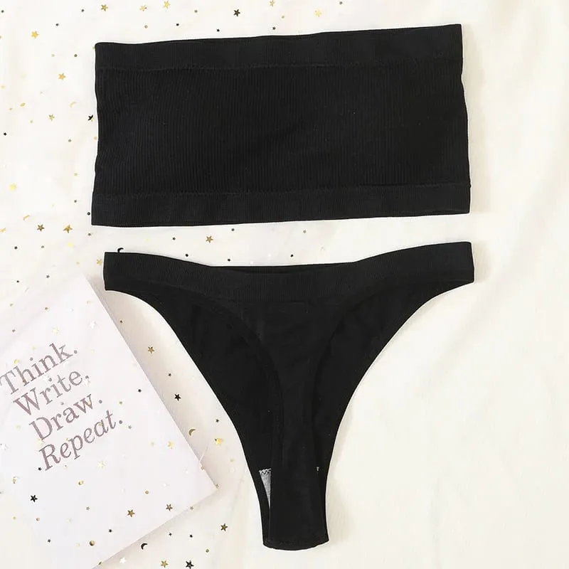 Ensemble soutien-gorge et culotte sans bretelles pour femmes, soutien-gorge Bandeau, taille haute, string, sous-vêtements sans couture, soutien-gorge Tube Sexy, ensemble de Lingerie Sexy, M-XL