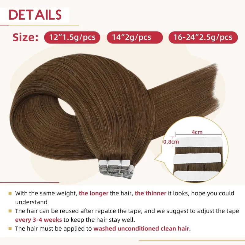 Moresoo Tape in Hair Extension Human Hair Real Remy PU Skin Weft 12-24 Inch Straight Brazilian Hair Glue on Adhesive Tape Ins