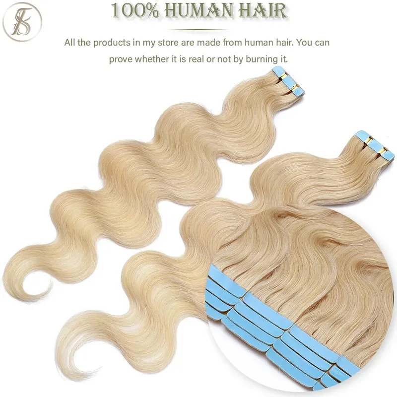 Tess Tape In Hair Extension 2.5g/pc Wavy Natural Hair Extensions Human Hair Adhesive Skin Weft Double Sides Seamless Invisible