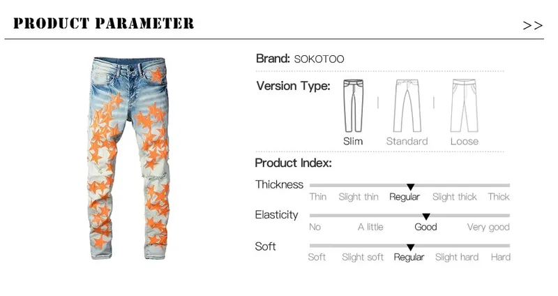 Män Läder Stars Patches Jeans Streetwear Slim Skinny Stretch Denim Pencil Byxor Hål Ripped Patchwork Avsmalnande byxor