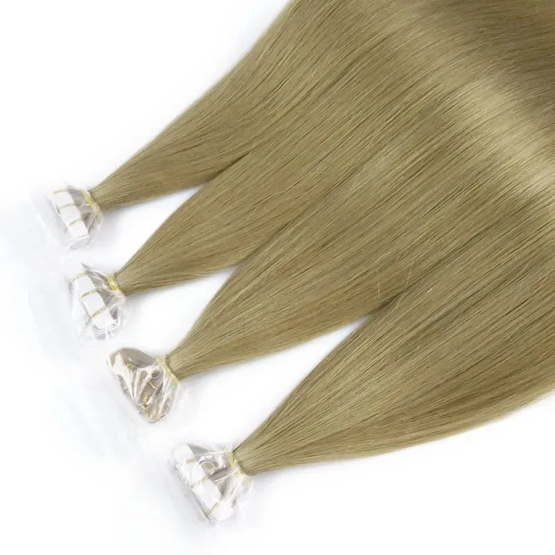 Toysww Russian Tape In Virgin Remy Hair Extensions From One Donor Cuticle Intact Adhesive Premium Tape in Virgin Hair 50g 100g